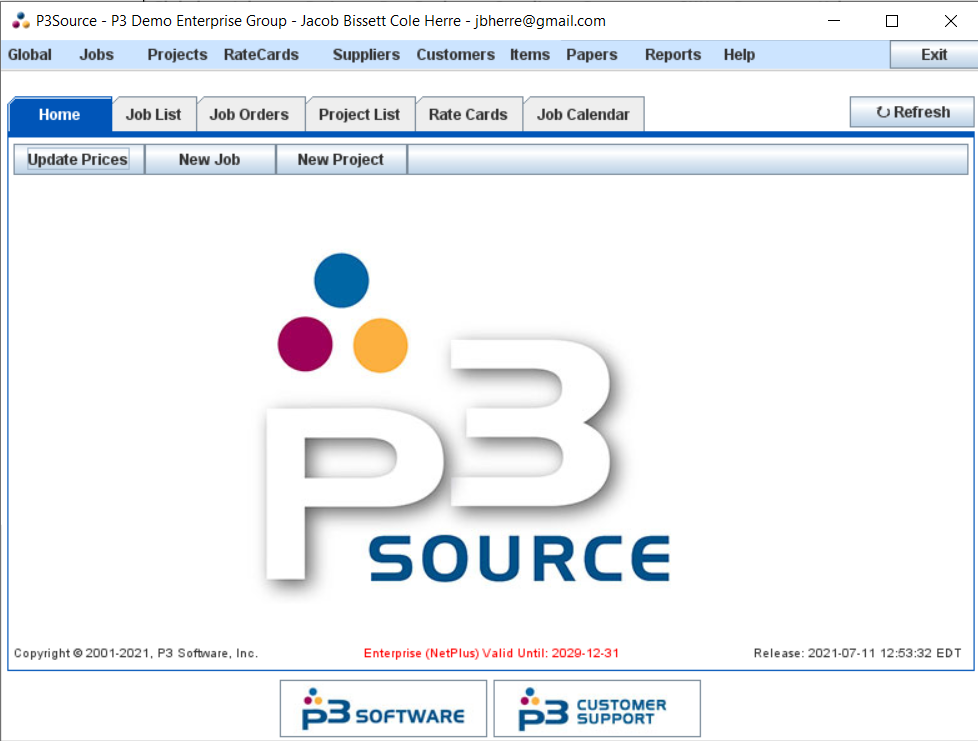 The P3Source Main Application Window