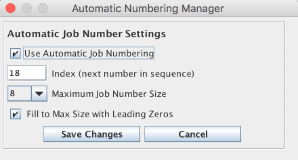 Automatic Numbering Manager Window