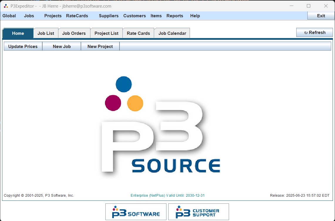 The P3Expeditor Home Tab The P3Expeditor Home Tab