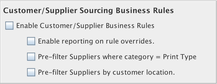 Customer/Supplier Sources Business Rules in the Jobs and Projects tab in the Enterprise Settings Window