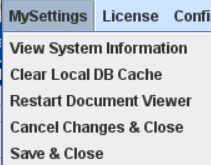 My Settings window showing the My Settings dropdown menu