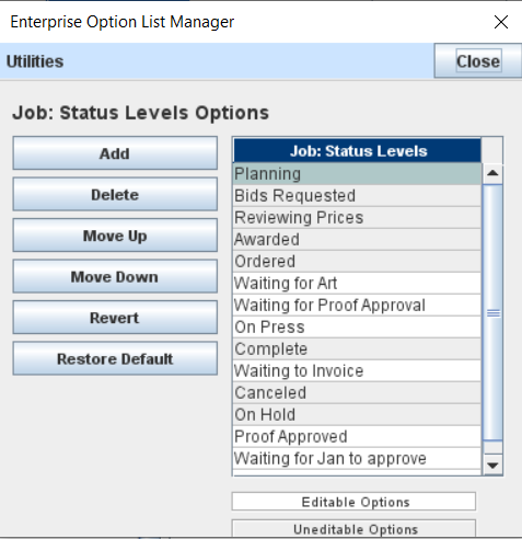 Enterprise Option List Manager