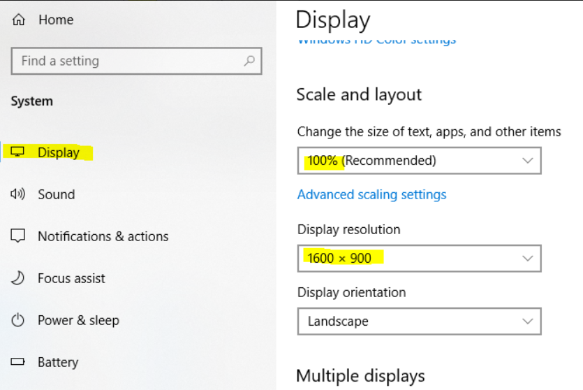 "Scaling and Resolution Settings"