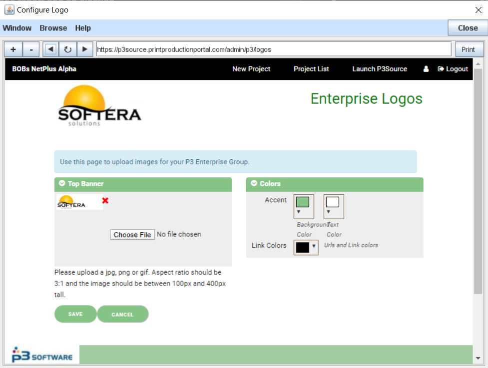 Enterprise Logo Manager window from the Logo Images menu item in the Configure menu of the Enterprise Settings window