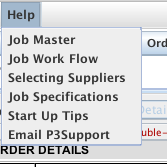 Help menu from the Job Master window