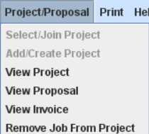 Proposal menu from the Job Master window