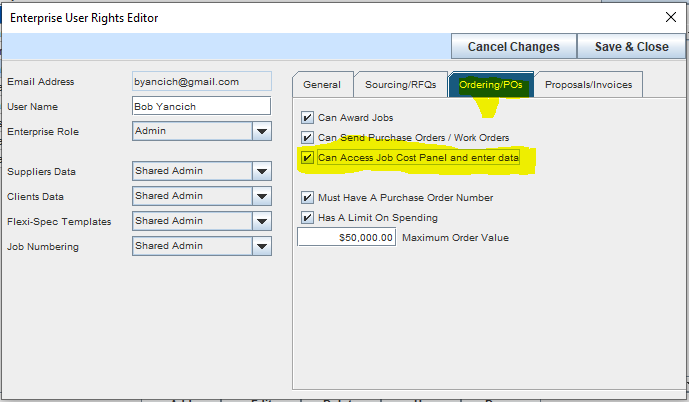 Cost Data Access