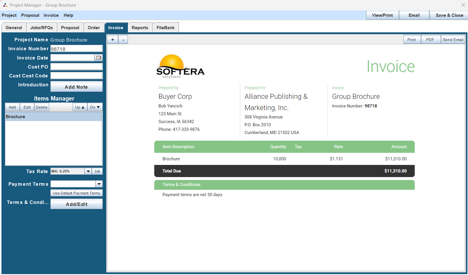 Project Manager Invoices