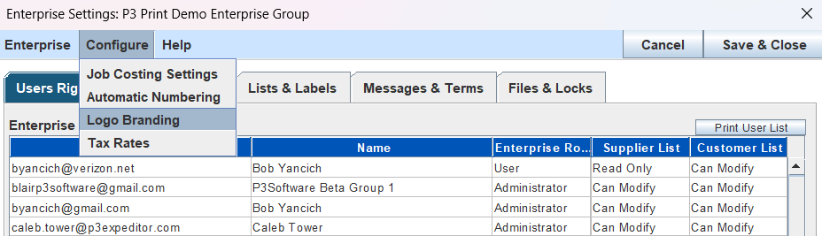 Configure Menu